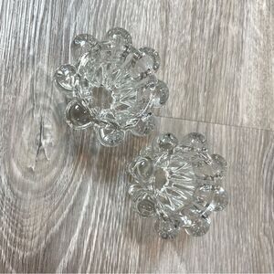 RETRO REIMS Pair Candle Holders Home Decor 1970s Pair Heavy Glass Candleholders